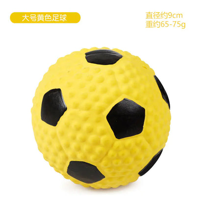 Latex Dog Chew Toy - Squeaky Rubber Football Ball
