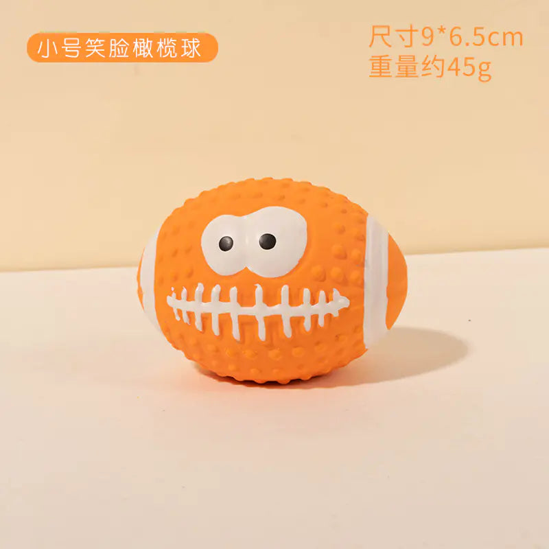 Latex Dog Chew Toy - Squeaky Rubber Football Ball