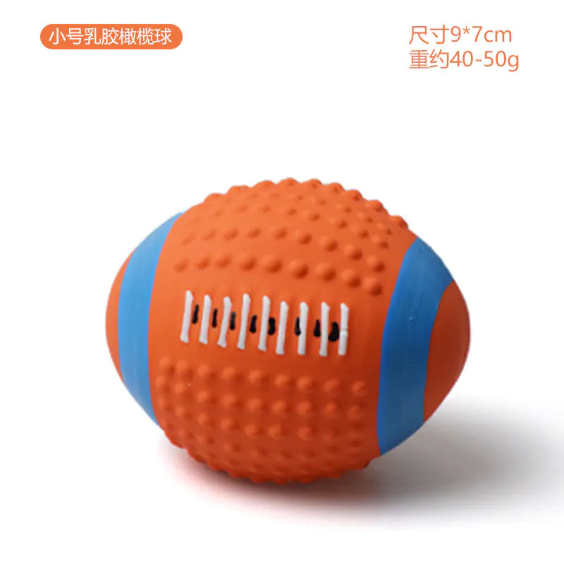 Latex Dog Chew Toy - Squeaky Rubber Football Ball