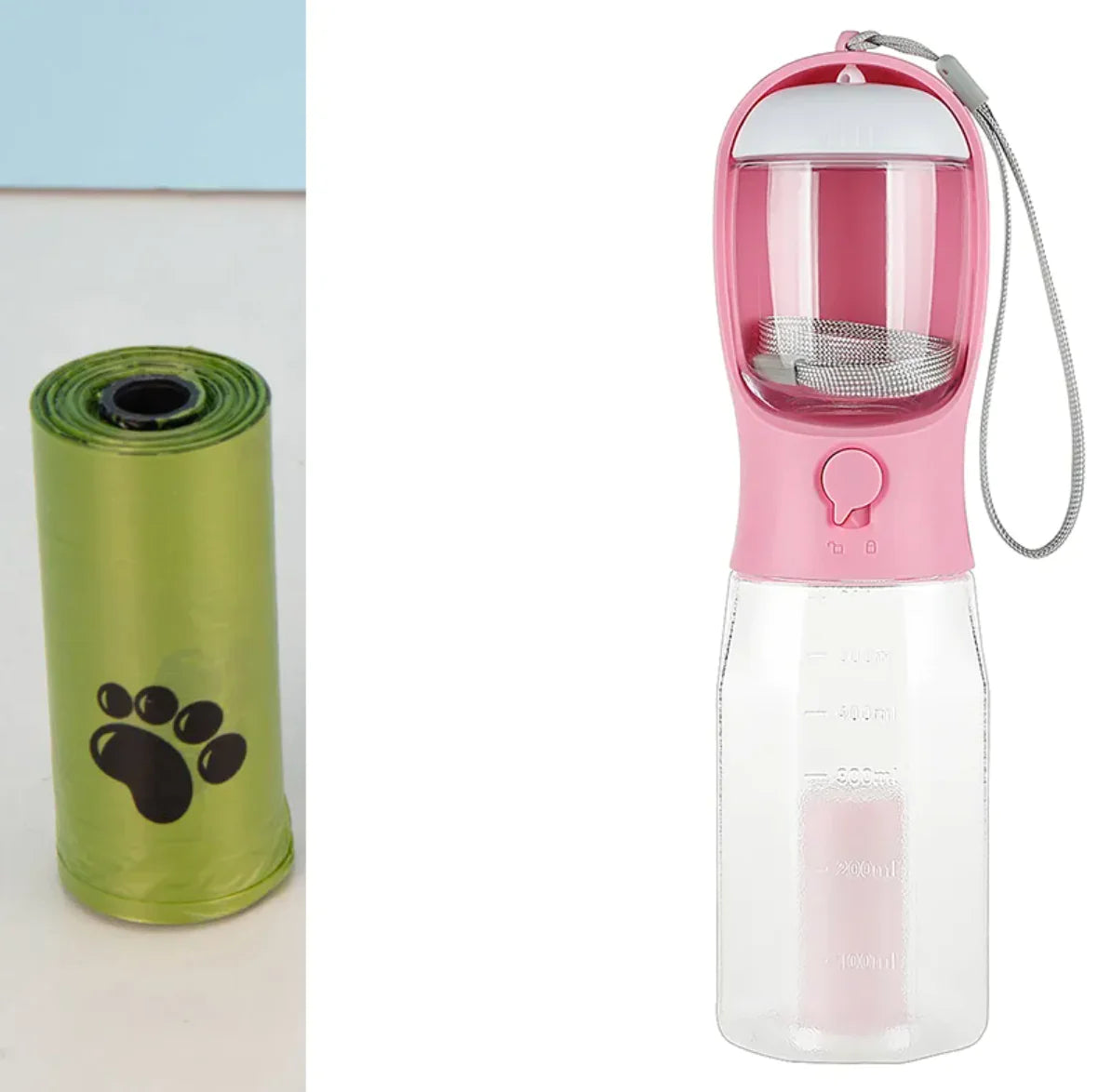 3-in-1 Pet Water & Food Bottle with Waste Bag Holder