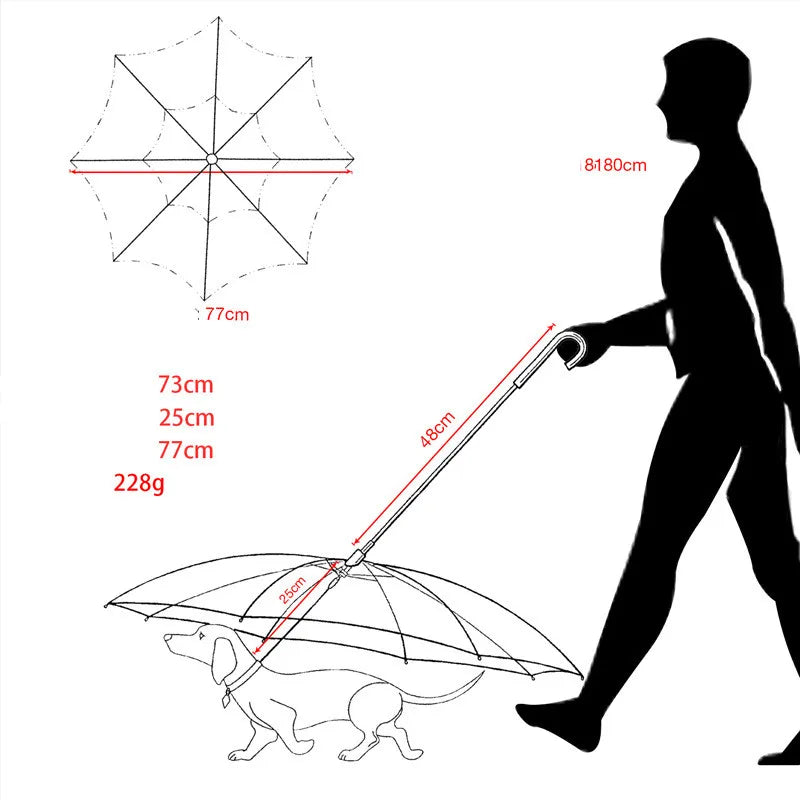 Rainstop Umbrella With Dog Leash