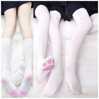 Cat Paw Print Calf Stockings and Pantyhose