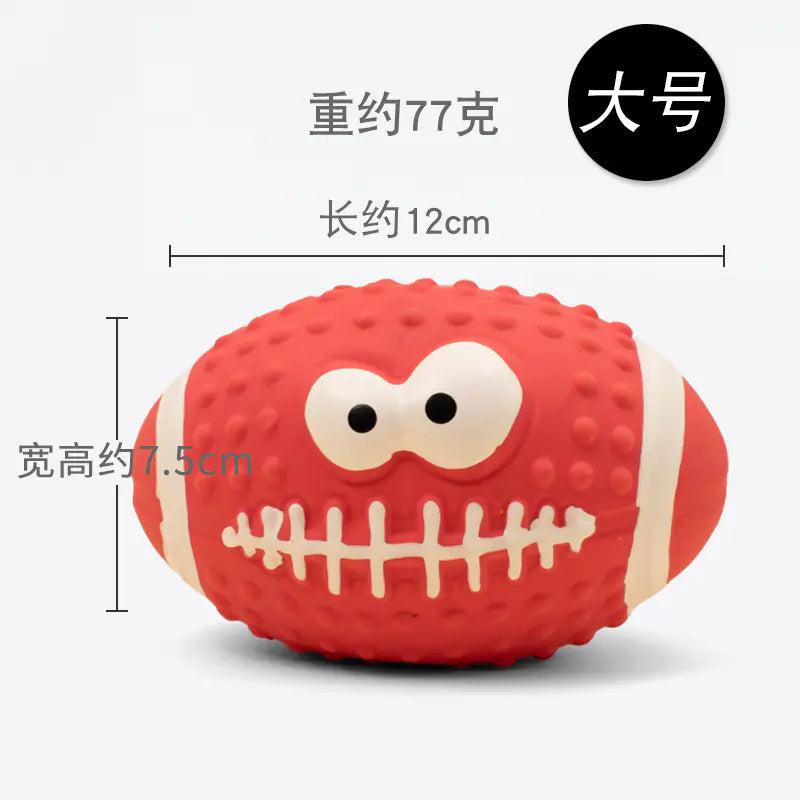 Latex Dog Chew Toy - Squeaky Rubber Football Ball