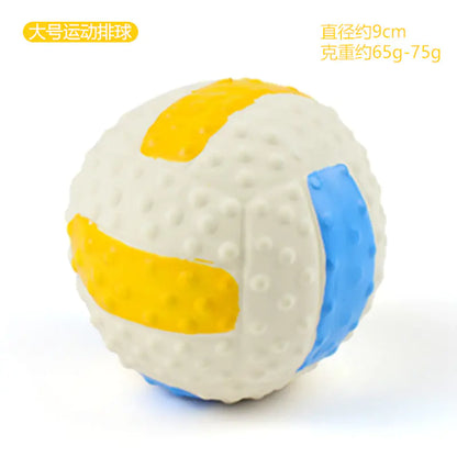 Latex Dog Chew Toy - Squeaky Rubber Football Ball