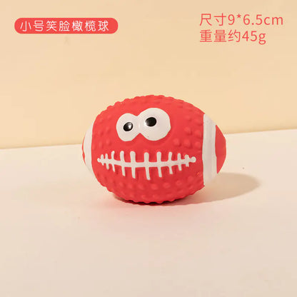 Latex Dog Chew Toy - Squeaky Rubber Football Ball