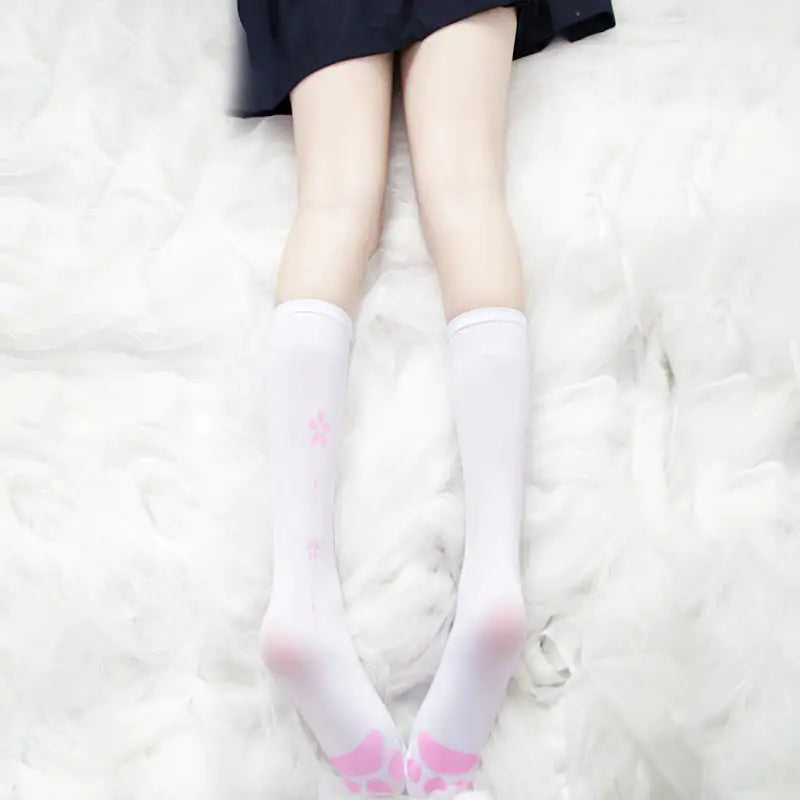 Cat Paw Print Calf Stockings and Pantyhose