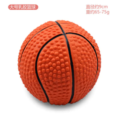 Latex Dog Chew Toy - Squeaky Rubber Football Ball