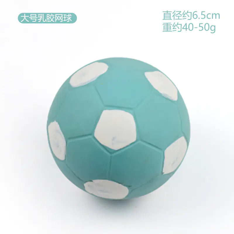 Latex Dog Chew Toy - Squeaky Rubber Football Ball