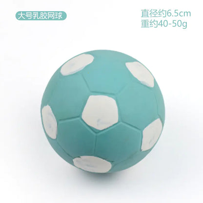 Latex Dog Chew Toy - Squeaky Rubber Football Ball