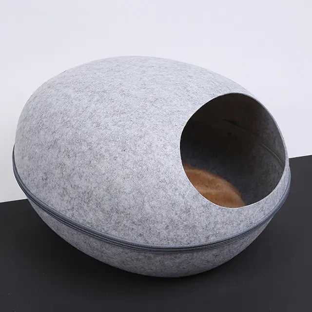 Cat Cave - Eggshell Felt Cat Bed Nest