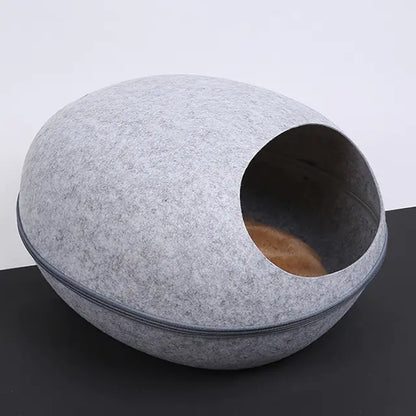 Cat Cave - Eggshell Felt Cat Bed Nest