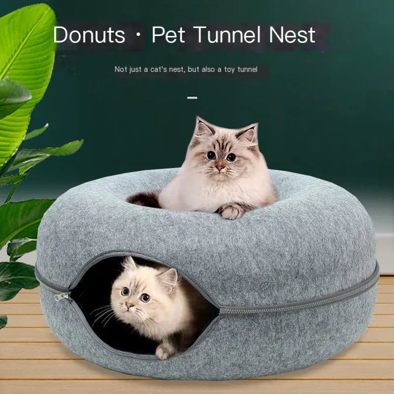 Pet Cat Bed with Felt Fabric and Anti-Scratch Mat