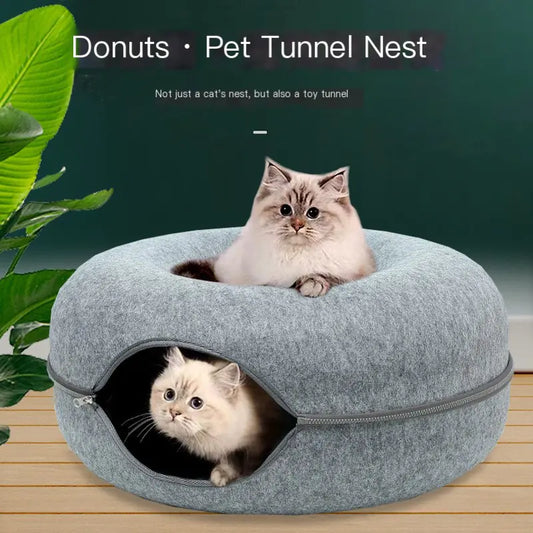 Pet Cat Bed with Felt Fabric and Anti-Scratch Mat
