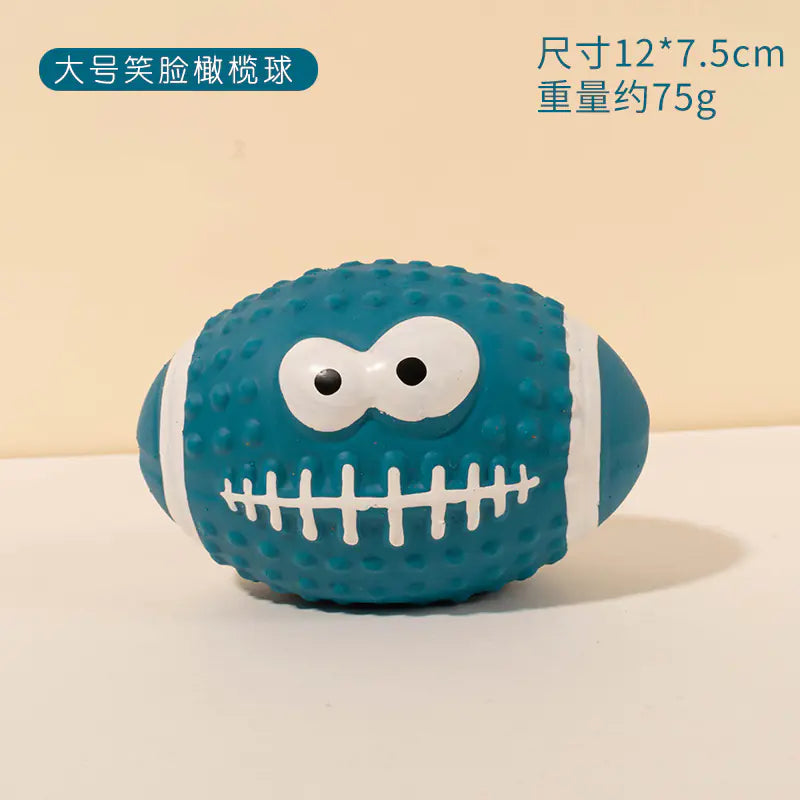Latex Dog Chew Toy - Squeaky Rubber Football Ball