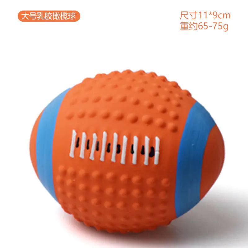 Latex Dog Chew Toy - Squeaky Rubber Football Ball