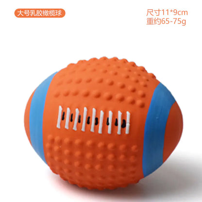 Latex Dog Chew Toy - Squeaky Rubber Football Ball