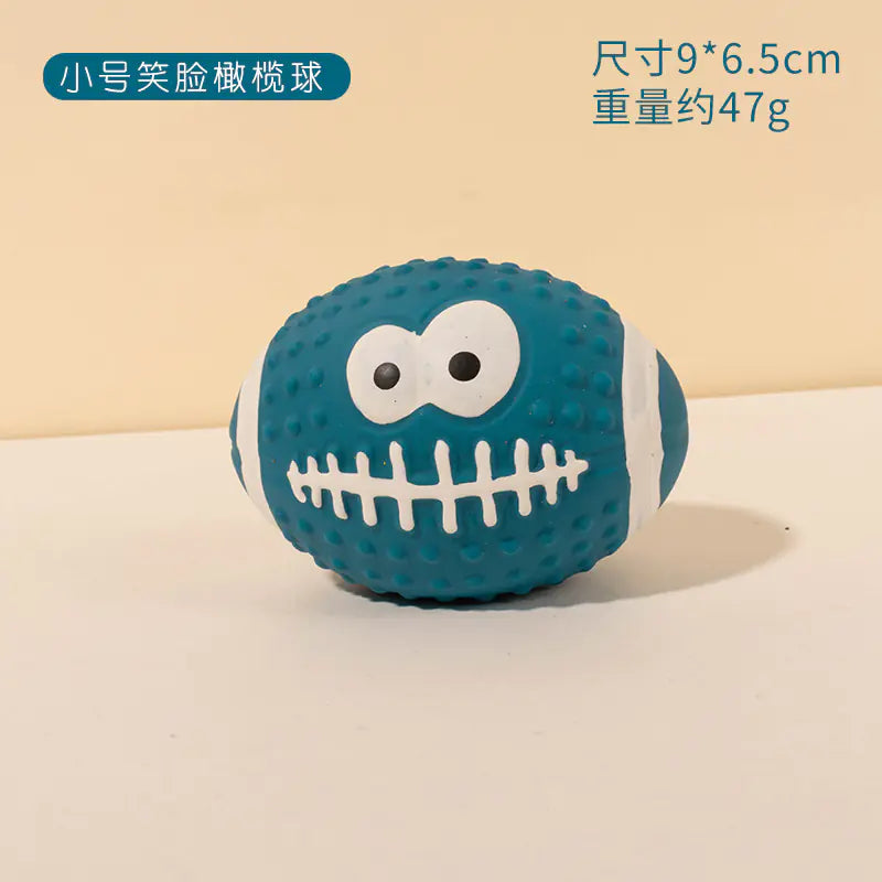 Latex Dog Chew Toy - Squeaky Rubber Football Ball