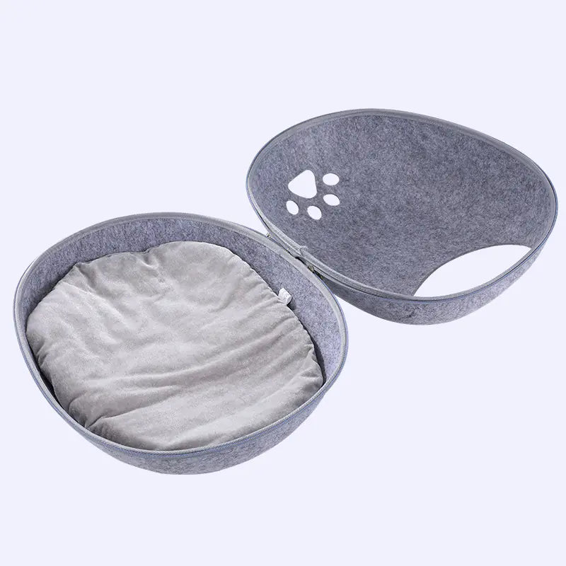 Cat Cave - Eggshell Felt Cat Bed Nest