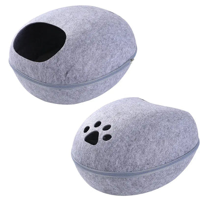 Cat Cave - Eggshell Felt Cat Bed Nest