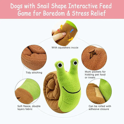 Interactive Plush Snail Squeaky Toy for Dogs