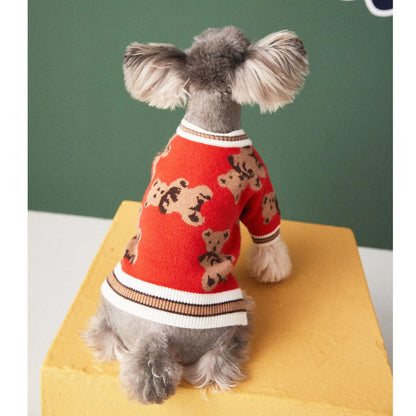 Preppy V-neck Striped Sweater for Dogs and Cats
