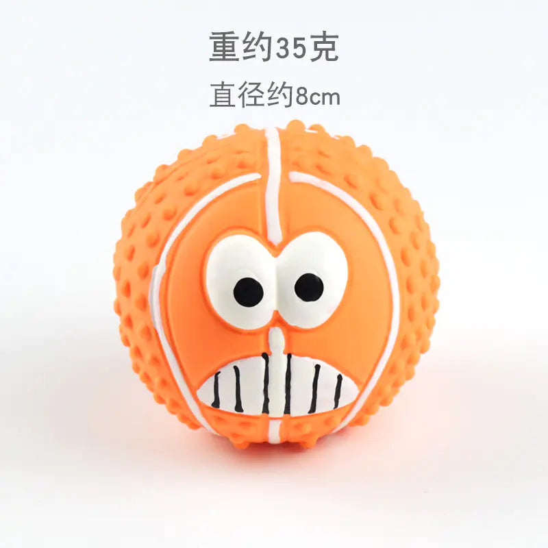 Latex Dog Chew Toy - Squeaky Rubber Football Ball