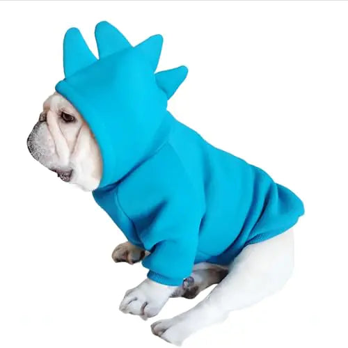 CHEERTAILS Frenchie Clothes Small Dog Clothes French Bulldog Clothes Dinosaur Dog Hoodie FUUNY Fleece Dog Sweaters for Small Dogs Boy Girl Frenchie Dog Sweaters Dinosaur Costume(M)