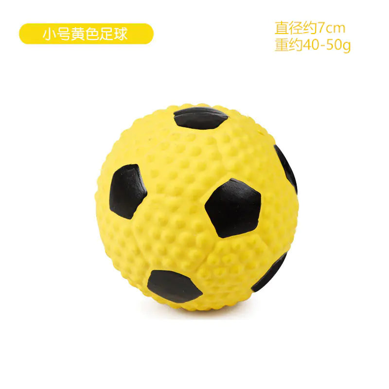 Latex Dog Chew Toy - Squeaky Rubber Football Ball