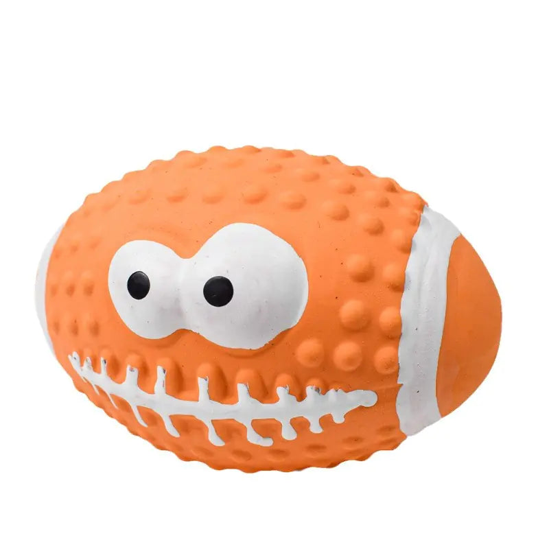 Latex Dog Chew Toy - Squeaky Rubber Football Ball